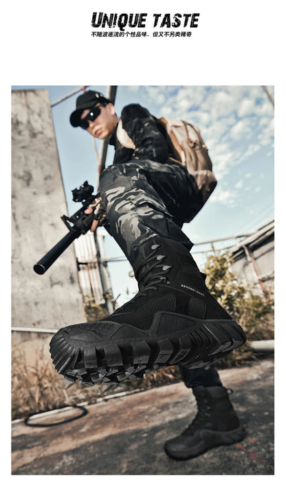New Men Tactical Boots Lace Up Waterproof Climbing Hiking Shoes Motorcycle Training Army High Quality Hunting Unisex Desert Boot