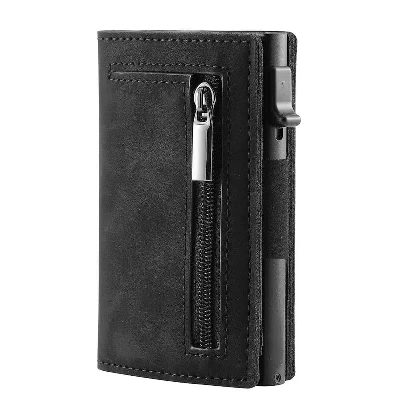 Porte-cartes de crédit bloquant le RFID, portefeuille homme de luxe, Pop Up, fin et minimaliste, étui porte-cartes bancaires noir pour hommes