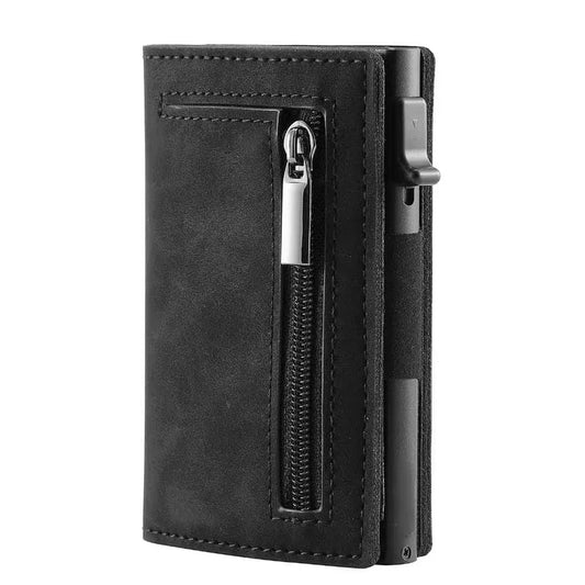 Porte-cartes de crédit bloquant le RFID, portefeuille homme de luxe, Pop Up, fin et minimaliste, étui porte-cartes bancaires noir pour hommes