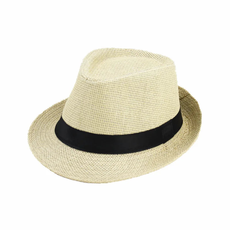 Summer Fedoras for Men Middle old aged Cap Linen Panama Solid  Jazz Hat Cowboy  Men's Women's  British Party Sun Hat
