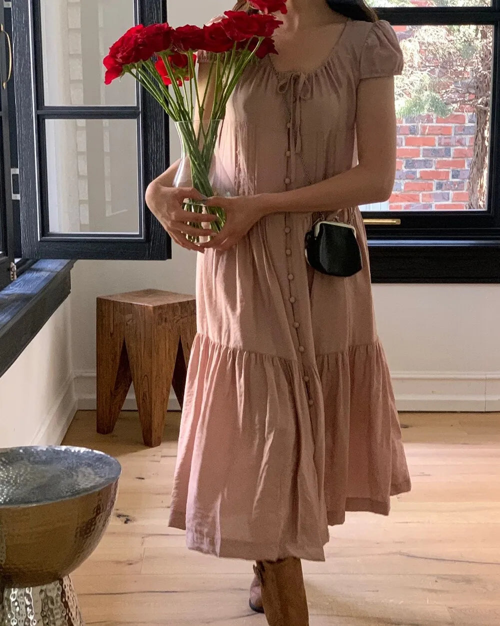 Spring 2025 Chic A-Line Dr Korean Sle Long Svel Women's Faionable Gown Ele Personali Commute Suitable Dr