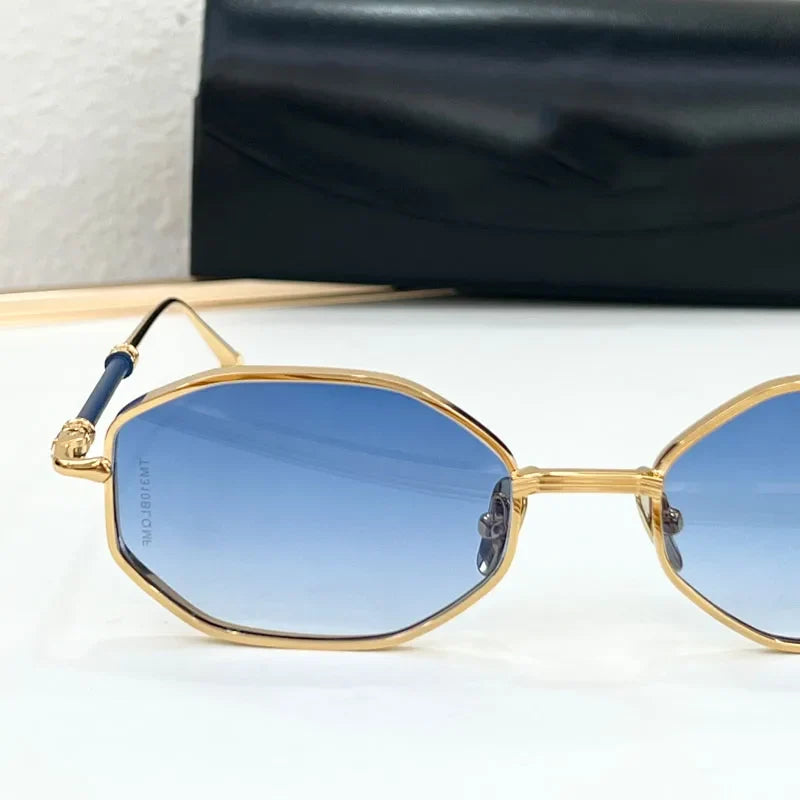 Ins Designer Alloy Sunglasses Square Germany Crafted Brand Luxury Design High Quality UV400 Classical Retro Eyeglasses with Case