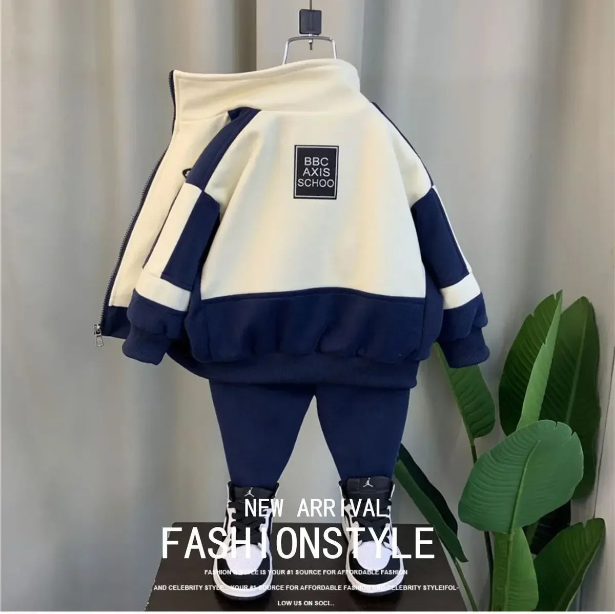 Children's Cotton Clothing Set Spring Autumn New Boys Girls Thick Casual Zipper Jackets and Pants 2-piece Set Korean Sportswear
