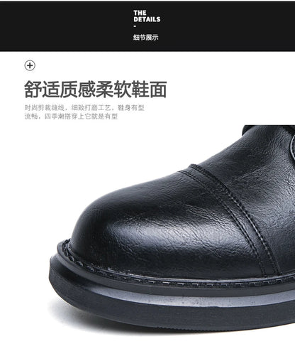 Men Black Leather Boots Casual Lace Up Leather Shoes Size 39-46