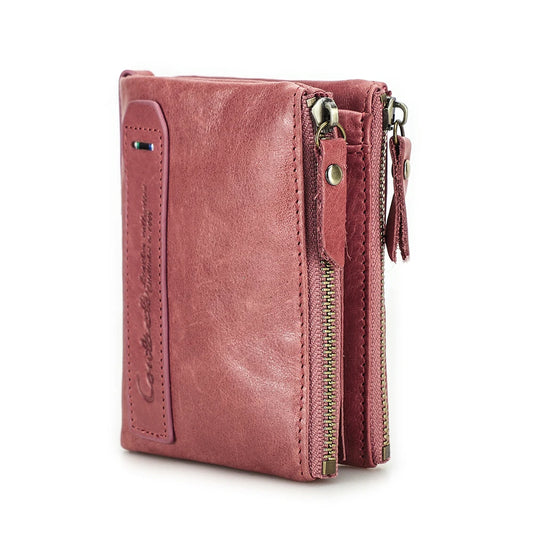 Portefeuille en cuir véritable pour femme, porte-cartes à deux volets, porte-monnaie, petite pochette pour femme, pince à billets, portefeuilles de poche pour homme