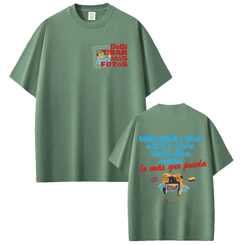 Rapper Bad Bunny T-shirt Debi Tirar Mas Fotos DTMF Tour T Shirts Men's Women Clothing Fashion Hip Hop Vintage T-shirt Streetwear