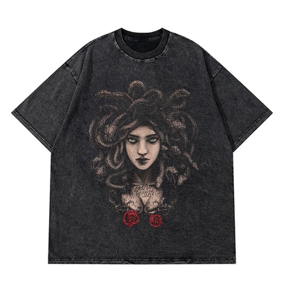 Anime Pain Printed T Shirt Men Retro Washed 100% Cotton Tops Tees Harajuku Tshirt 2023 Streetwear Hip Hop Male T-shirts