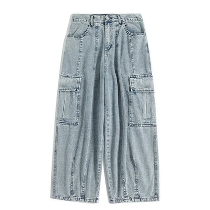 Baggy Jeans Men's Oversize Cargo Korean Black Wide Pants Streetwear Hip Hop Harajuku Male Fashion Straight Denim Pants