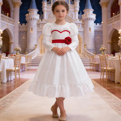 Kids Conjuring Halloween Costume Horror Doll Annabelle Cosplay Girl Dresses Rose Embroidery Baptismal Dress Girls Party Dresses