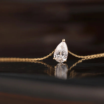 1-4CT Pear Cut D Color Moissanite Pendant Necklace for Women S925 Silver Plated 18k Gold Waterdrop Shape Necklaces Jewelry Gift
