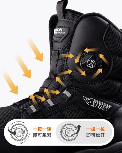 Rotating Button Men's Snow Boots Warm Plush Winter Boots Men Outdoors Cotton Shoes Wear resistant Mid-Calf Boots Platform Shoes