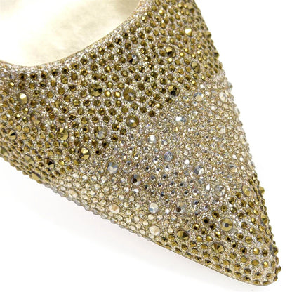 2024 Hot Selling INS Pointed-Toe Luxury Style High Heels Sandal With Bag Set in Gold Color For Wedding Party Women