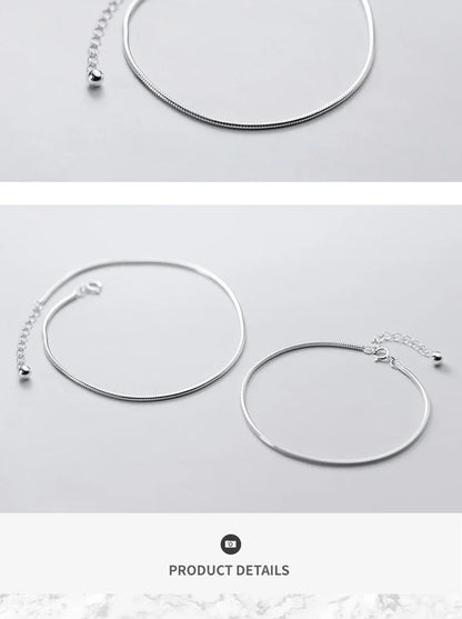 Hight Quality 100% 925 Sterling Silver Fashion Classic Snake Chain Bracelet Anklet Link for Women Fine Jewelry Bijoux