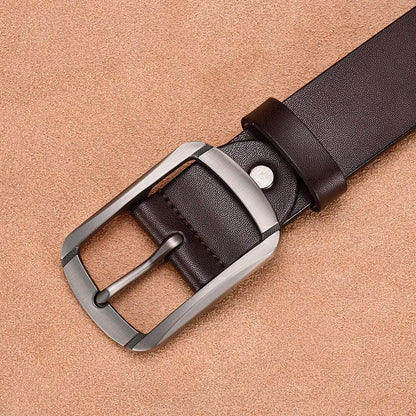 Fashionable Men's Square Alloy Pin Buckle PU Belt Suitable for Jeans Casual Pants Fashionable Men's Retro Business Belt