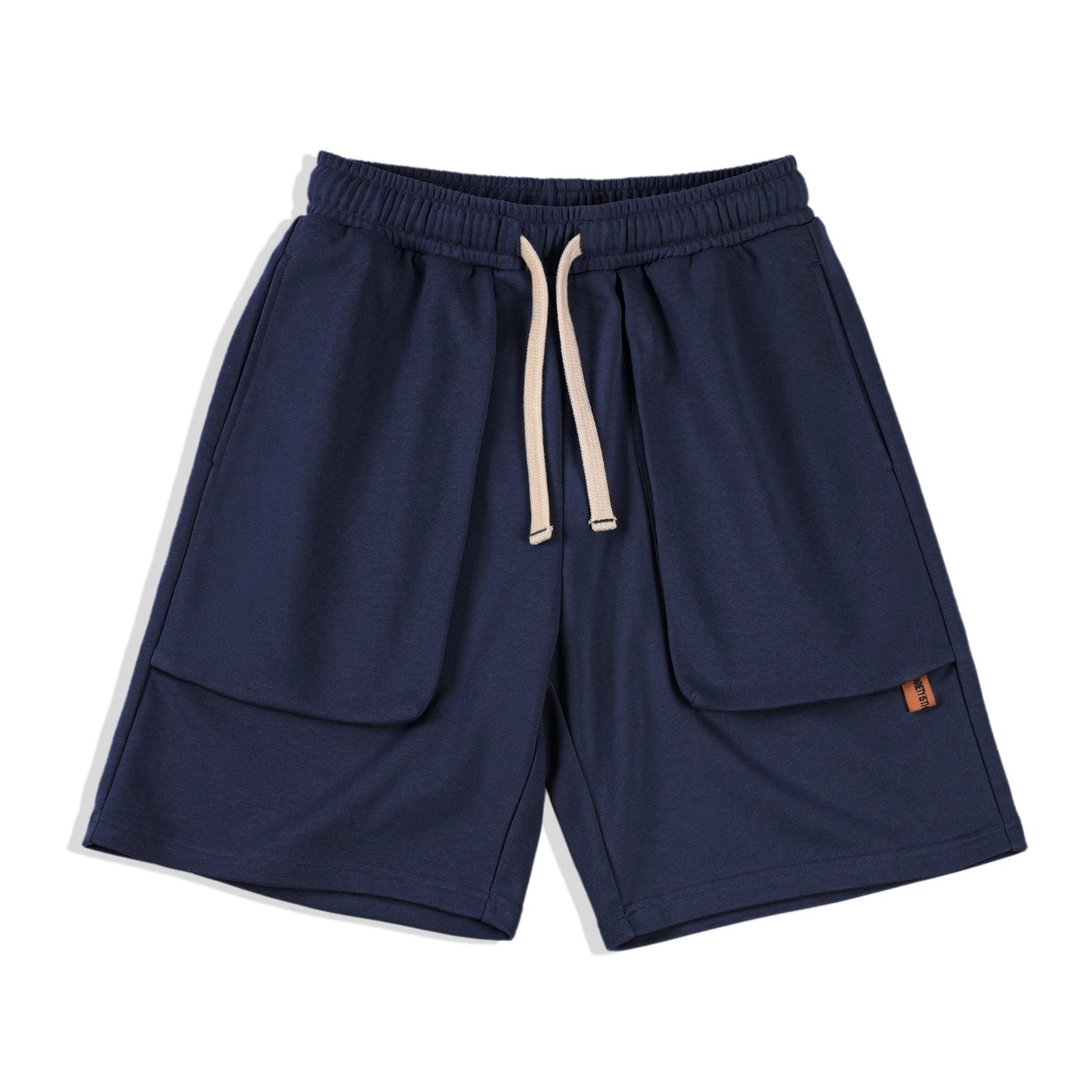 Casual Heavyweight Knit Shorts for Men Straight Loose Large Pockets Sports Short Sweatpants Elastic Waist Athletic Shorts