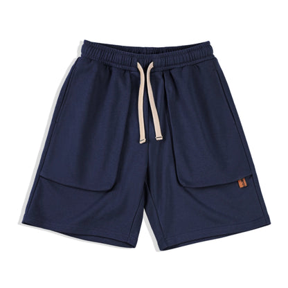 Casual Heavyweight Knit Shorts for Men Straight Loose Large Pockets Sports Short Sweatpants Elastic Waist Athletic Shorts