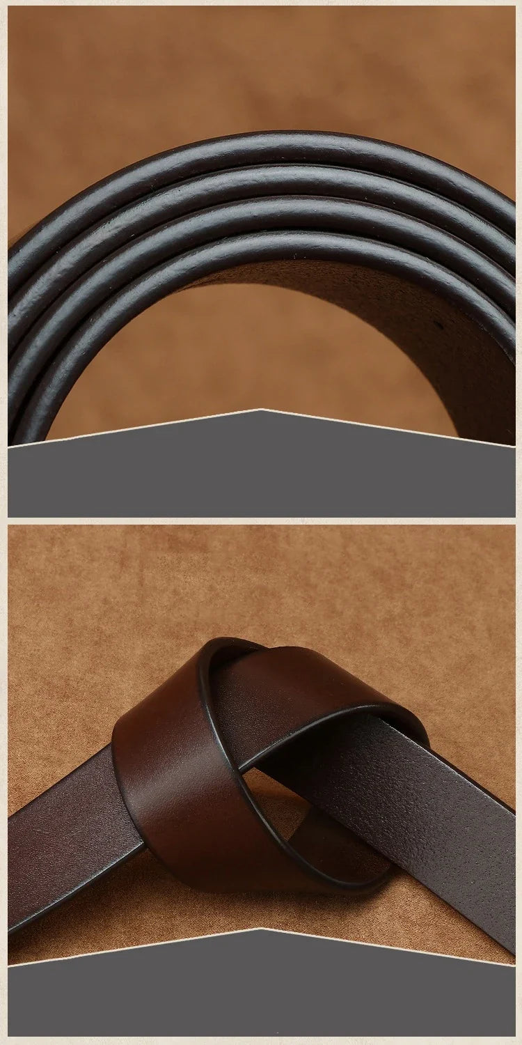 3.3CM Pure Cowhide Genuine Leather for Men's High Quality Jeans Pin Buckle Business Belts Cowboy Waistband Male Fashion Designer