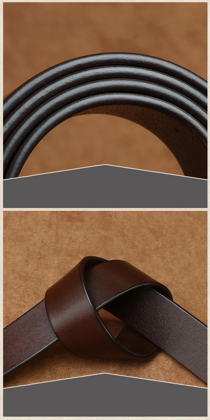 3.3CM Pure Cowhide Genuine Leather for Men's High Quality Jeans Pin Buckle Business Belts Cowboy Waistband Male Fashion Designer