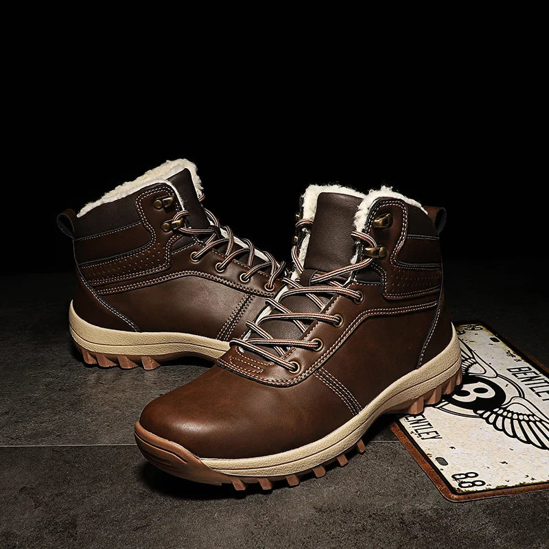 Men Boots High Quality Hking Shoes High Top Shoes Tactical Sneakers Snow Wniter Boots Outdoor Mountaineering Camping Thick Sole