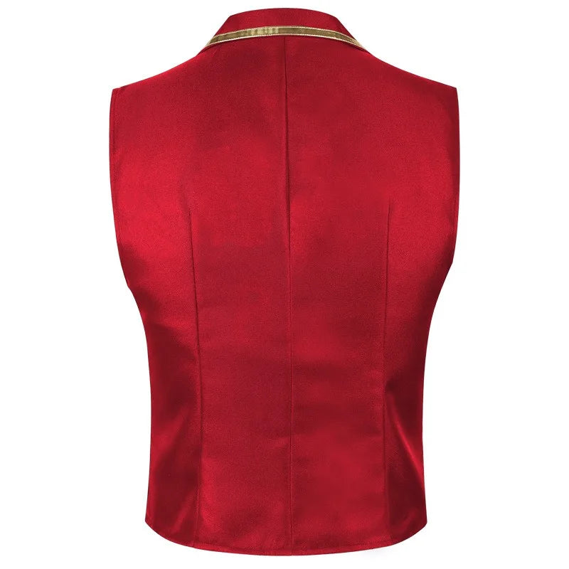 Men Suit Vest British Style Slim Contrast Color Male Waistcoat Turn Down Collar Single-breasted Wedding Party Man Vest
