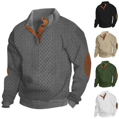 2026 cross-border hot-selling autumn and winter men's casual stand-up collar long-sleeved jacquard knitted pullover sweater