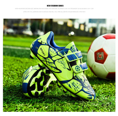 Kids Soccer Shoes HOOK&LOOP Football Sports Shoes Boy Outdoor Non-Slip Training Shoes Child Lightweight Children's Soccer Cleats