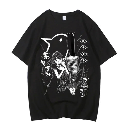 Oyasumi Punpun T Shirt Men Harajuku Aesthetic Streetwear Graphic Tshirt Unisex Anime Manga Cartoon High Quality Cotton Tees Tops