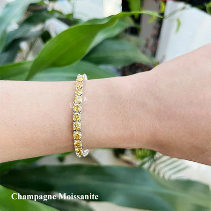 GRA Certified Tangerine Blue Full 3/4/5/6.5MM Moissanite Tennis Bracelet for Women Men S925 Silver 23cm Link Bracelets Gift