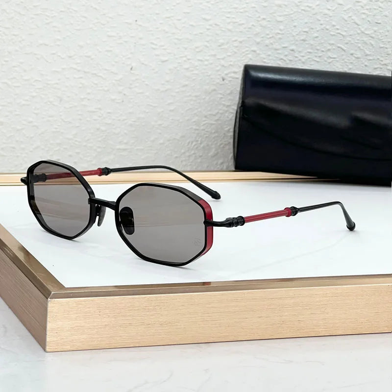 Ins Designer Alloy Sunglasses Square Germany Crafted Brand Luxury Design High Quality UV400 Classical Retro Eyeglasses with Case