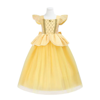 Belle Princess Dress Girls Cosplay Beauty and The Beast Cinderella Snow White Costumes Kids Halloween Carnival Clothes