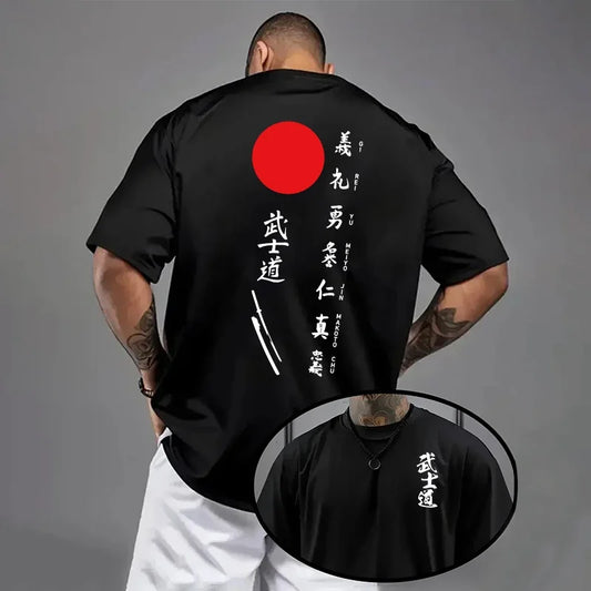 Japan Bushido Print T-shirt for Man 2026 Spring Summer Daily Casual Fashion Short Sleeve Top Male Home Outdoor Comfort Cool Tees