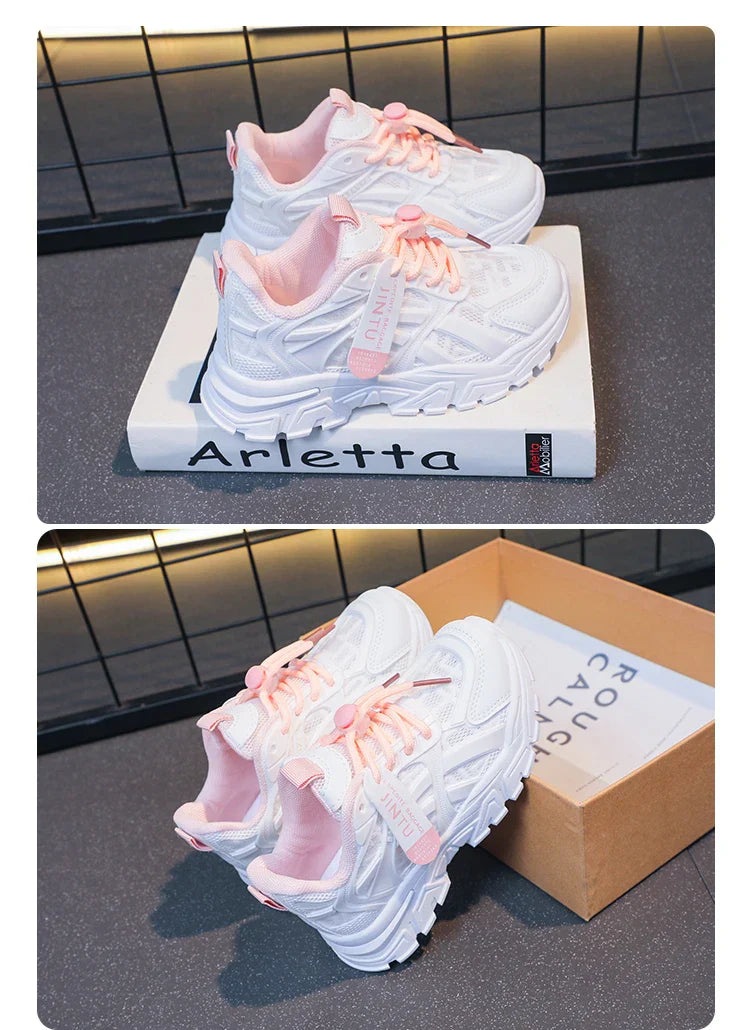 Girls Sneakers 2024 Children Casual Shoes Mesh Platform Designer Tennis Sneaker 6 To 12 Years Kids Sports Shoe for Girl