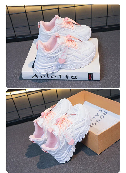 Girls Sneakers 2024 Children Casual Shoes Mesh Platform Designer Tennis Sneaker 6 To 12 Years Kids Sports Shoe for Girl