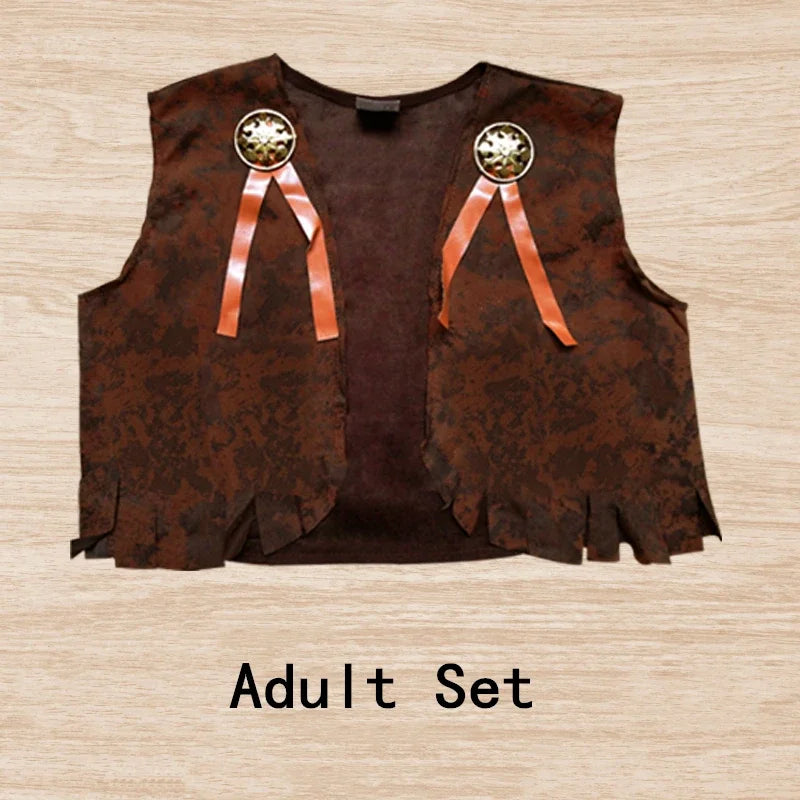 2024 Children Adult Cowboy Cosplay Costumes Halloween Party Masquerade Boy Woman Wild West Fancy Cowgirl Vest Cap Scarf Outfits