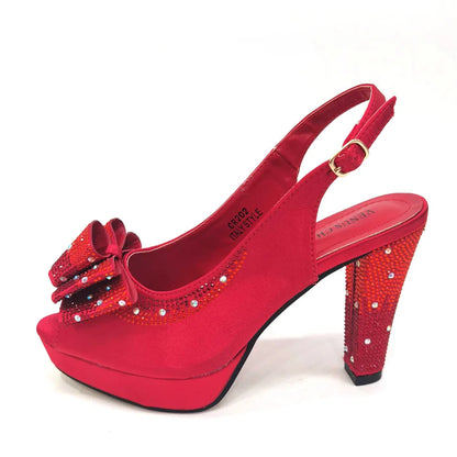 Women High Heels Sandals Printing Flower Material with Rhinestone Italian Design Coffee Color Open-Toed Shoes