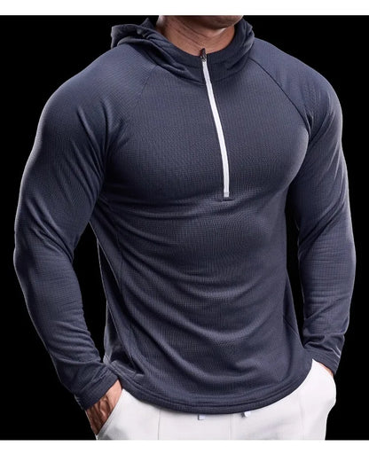 Autumn New Gym Fitness Clothes Men's Training Clothes Long-sleeved Sports Quick-drying Sweatshirts Casual Hooded Fitness Clothes