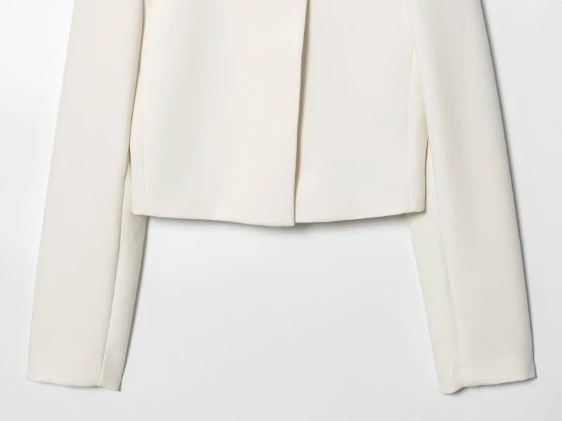 2025 autumn winter new professional women's simple fashion white short commuting zhongshan collar suit jacket