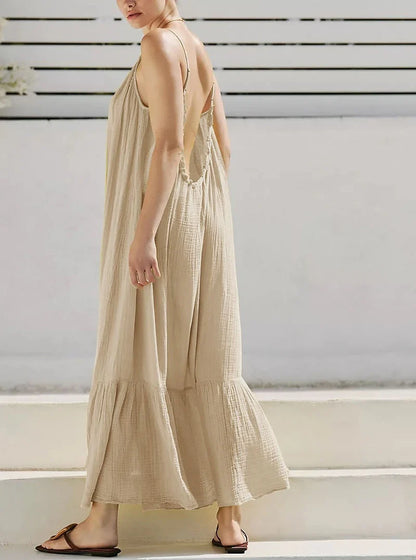 Muslin 100% Cotton Summer Dress Woman 2026 Trendy Sexy Sleeveless Ruched Long Maxi Party Dresses Chic Sundress