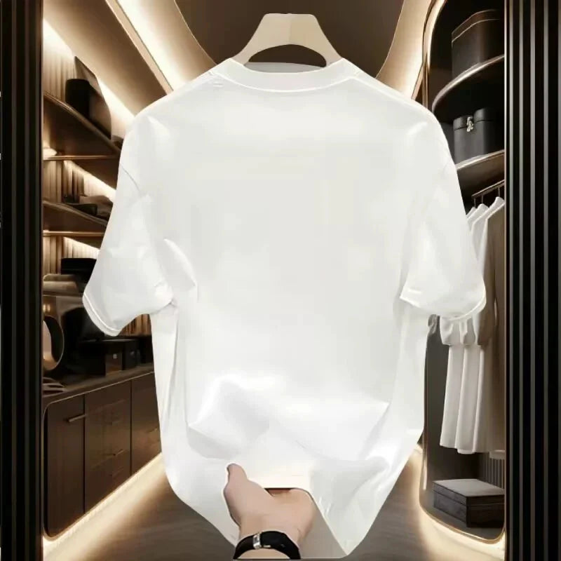 Men's Cotton T-shirts White 5XL T Shirt for Men Casual Summer Wear Red-crowned Crane Print Tee Shirts Black Men Clothing