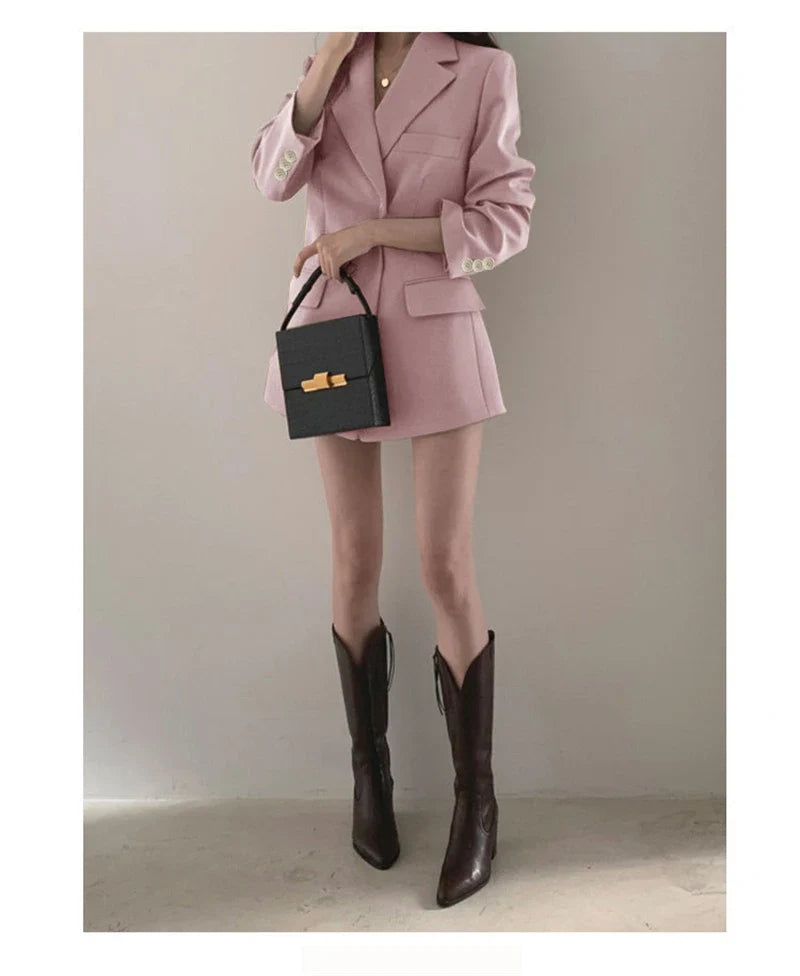 Women Blazer 2025 New Slim Spring Autumn Suit Jackets One Button Long Sleeve Korean Casual Coats Female Blazer Outwear Trend Top