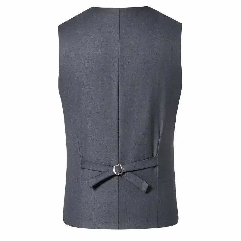 2024 New  Solid Color Men's Vest Versatile Suit Collar Slant Hem Mens Blazer Waistcoat  Dark Gray Black Red Navy-Blue  S-6XL