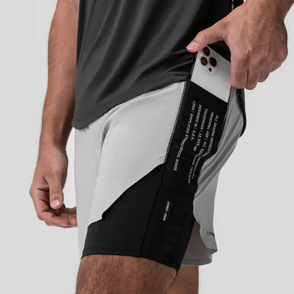Men's Gym Shorts 2 in 1 Quick Dry Running Shorts Basketball Jogger Summer Fitness Workout Short Pants Bodybuilding Activewear