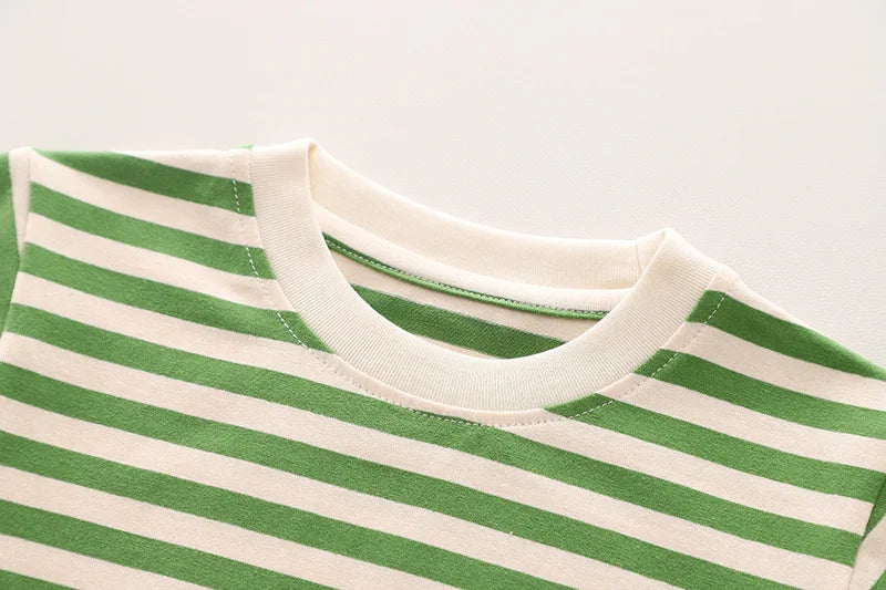 Children Summer Fashion Baby Boy Clothes outfits Striped T Shirt+Bib Shorts 2pcs/Set Toddler Girl Casual Costume Kids Tracksuits