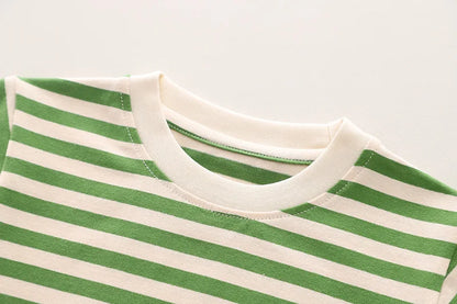 Children Summer Fashion Baby Boy Clothes outfits Striped T Shirt+Bib Shorts 2pcs/Set Toddler Girl Casual Costume Kids Tracksuits