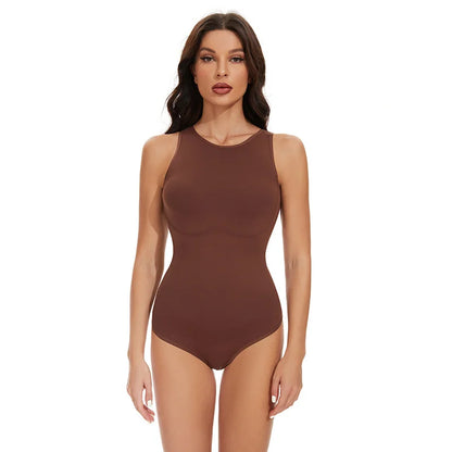 Halter Neck Body Shaper Suits Open Crotch Thong Shapewear Body Shapers Tummy Control Bodysuit Cupless Stretchy Jumpsuit
