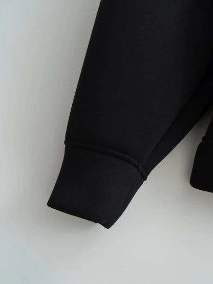 2026 Casual Women's Soild Zipper Hoodie Long Sleeve Big Pocket Zipper Jacket With Hood Female Loose Outerwear Coat Tops