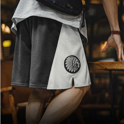 Men's Vintage Mesh Breathable Shorts Loose Basketball Fitness Training Five Inch Pants Casual Outdoor Summer Streetwear
