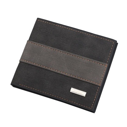 Men Wallet Patchwork PU Leather Small Card Holder Short Wallets Man Purse Card Case Casual Standard Wallet