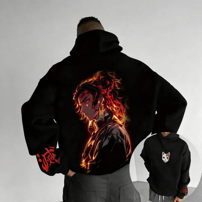 Demon Slayer Men's Hoodie Sweater Tanjiro Kamado Anime Spring Autumn Boys Children's Long-sleeved Parent-child Outfit Winter