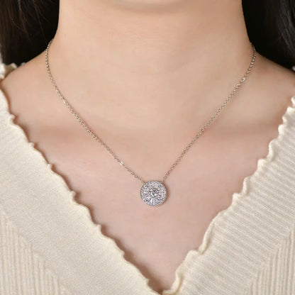 GRA Certified D VVS1 5mm Moissanite Round Charm Pendant Necklace Chain for Women 14K Gold Filled Fine Neck Jewelry Gift